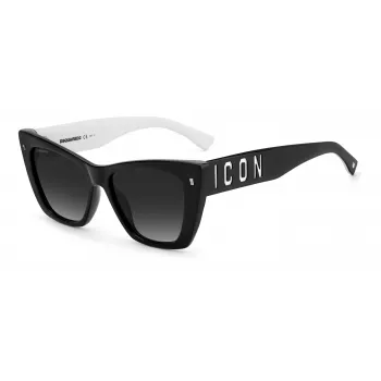 DSQUARED2 ICON0006S80S Moteriški Akiniai nuo Saulės – Juodas Acetato Rėmelis, Pilki Lęšiai, 53 mm