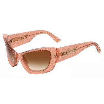 DSQUARED2 Moteriški Akiniai Nuo Saulės D2-0118-S-733 Juodas Kvadratinis Acetato Rėmas Pilki Gradientiniai Stiklai 57mm