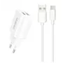 Dudao EU Wall Charger 2x USB 5V / 2.4A + USB Type C Cable White (A2EU + Type-C White) White