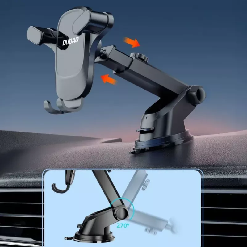 Dudao F5PRO+ automobilinis laikiklis su siurbtuku - juodas