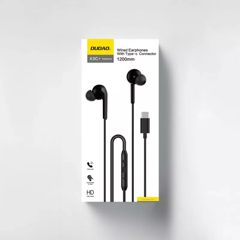 DUDAO Hi-Fi X3C+ Laidinės Ausinės su Mikrofonu, 1,2 m, Juodos