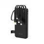 Dudao K11 10000mAh Powerbank su įmontuotais kabeliais Juoda
