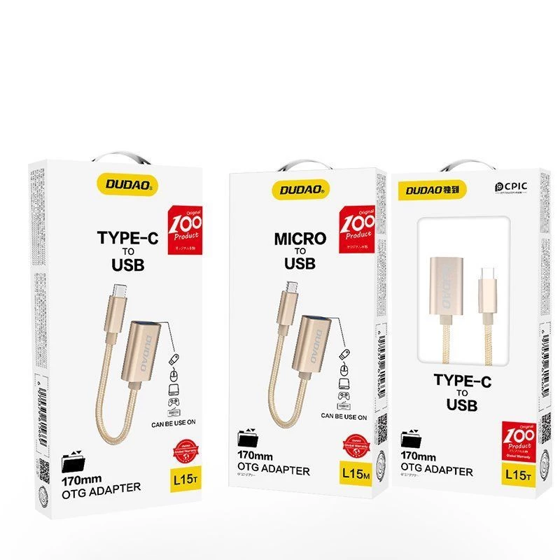 Dudao L15T OTG USB 2.0 į USB Type-C adapterio laidas, pilka, 15 cm