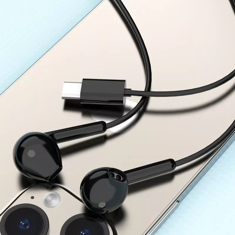 DUDAO X3C 1,2 m laidiniai USB-C ausinių įdėklai - juoda