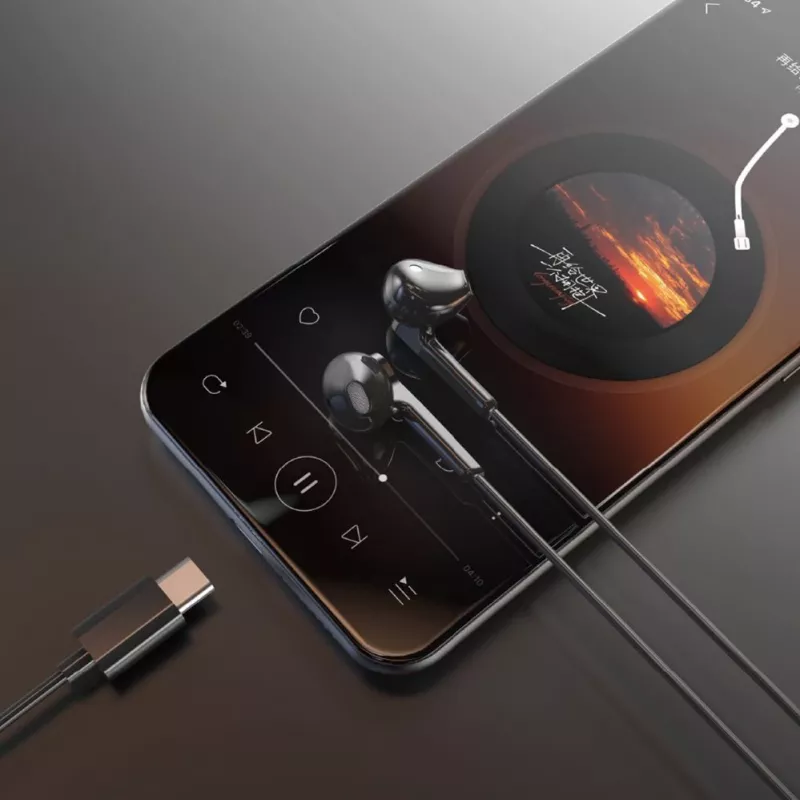 DUDAO X3C 1,2 m laidiniai USB-C ausinių įdėklai - juoda