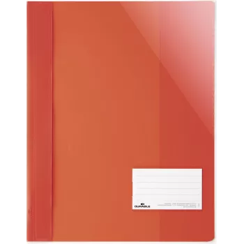 DURABLE A4+ ataskaitų segtuvas su etikečių langeliu 90x57 mm, permatomas, 25 vnt. 269003