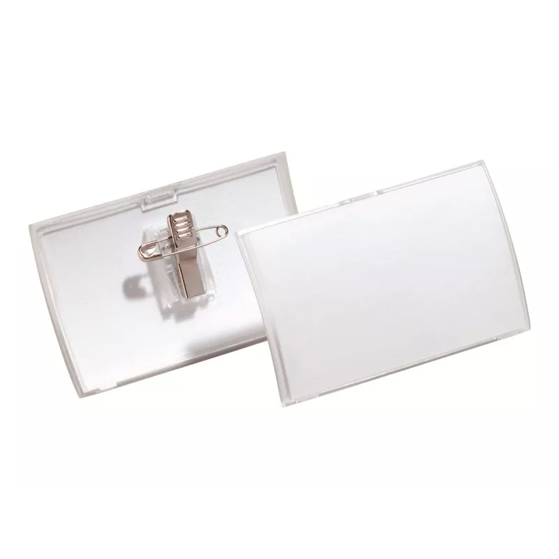 DURABLE CLICK FOLD vardinių kortelių laikiklis su kombinuotu segtuku, 90 x 54 mm, permatomas, 25 vnt. (821419)