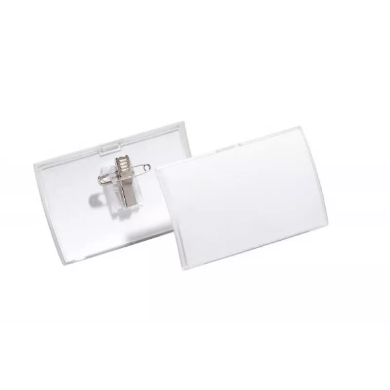 DURABLE CLICK FOLD vardinių kortelių laikiklis su kombinuotu segtuku, 90 x 54 mm, permatomas, 25 vnt. (821419)