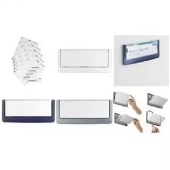 DURABLE CLICK SIGN Durų Ženklas 149x52.5 mm Sidabrinės-Pilkos Spalvos Akrilo Rėmas, Permatomas Įdėklo Viršelis, Įdėklo Keitimas Be Įrankių, Tvirtinimas Varžtais arba Klijais, 1 Vnt. 486002