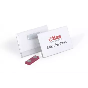 DURABLE magnetinis vardo ženklas 90 x 54 mm, permatomas, 25 vnt. pakelyje 811719