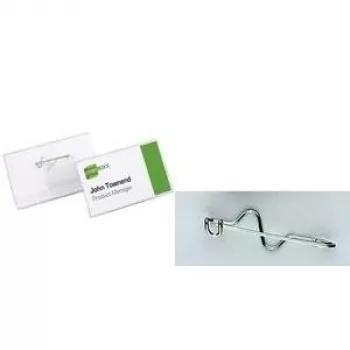 DURABLE Vardinė kortelė 60x30 mm su banguotu smeigtuku, 100 vienetų, permatoma 800619