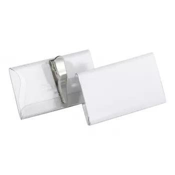 DURABLE vardinių kortelių laikiklis 75x40 mm su krokodilo segtuku, permatomas, 25 vnt. 811019
