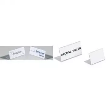 DURABLE SHERPA® L formos stalinis ženklų laikiklis, akrilas, 61x210 mm, horizontalus, permatomas, 10 vnt. 803119