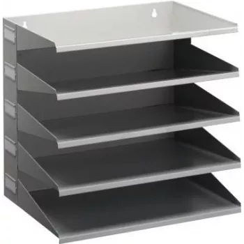 DURABLE VARICOLOR® 5 skyrių A4 dokumentų rūšiavimo lentyna, šviesiai pilka su įvairiaspalviais stalčiais 336010