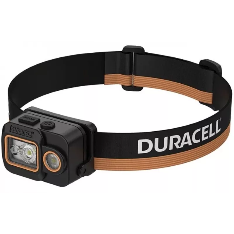 Duracell DH700R įkraunamas LED žibintuvėlis ant galvos, 700 liumenų, judesio jutiklis, IPX4, juodos/oranžinės spalvos