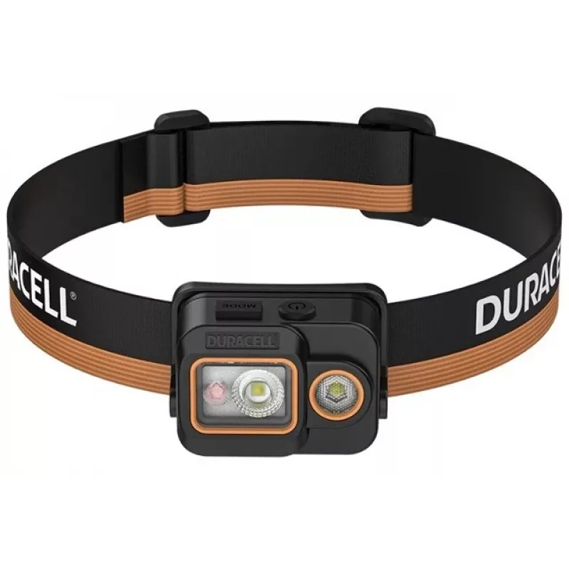 Duracell DH700R įkraunamas LED žibintuvėlis ant galvos, 700 liumenų, judesio jutiklis, IPX4, juodos/oranžinės spalvos