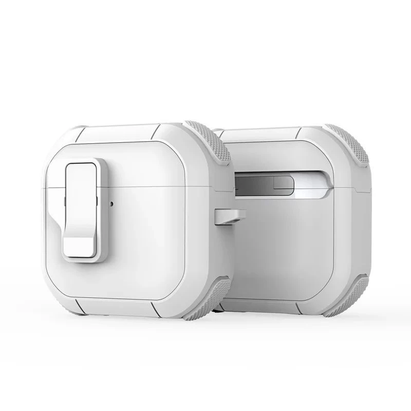 Dux Ducis PECP Series PC+TPU dėklas su kabliuku, skirtas AirPods 4, baltas