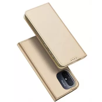 Dux Ducis Skin Pro Series Flip Card Wallet Stand Case, skirta Xiaomi Redmi 12C / Poco C55, Gold