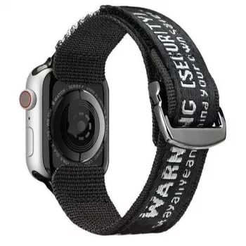Dux Ducis Strap (Outdoor Version) for Apple Watch Ultra, SE, Series 8, 7, 6, 5, 4, 3, 2, 1 (49, 45, 44, 42 mm) Nylon Band Black Silver