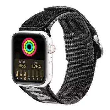 Dux Ducis Strap (Outdoor Version) for Apple Watch Ultra, SE, Series 8, 7, 6, 5, 4, 3, 2, 1 (49, 45, 44, 42 mm) Nylon Band Black Silver