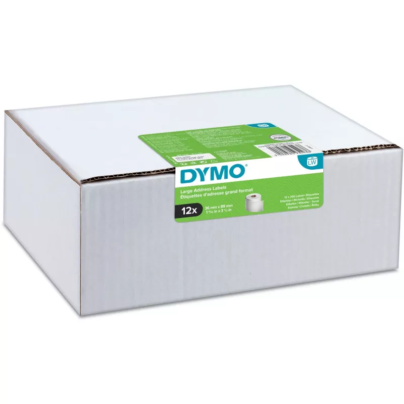 DYMO Authentic LabelWriter didelių adresų etiketės 36 mm x 89 mm permatomos, 2 ritinėliai po 130 (260 etikečių)