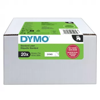 DYMO D1 etikečių juosta 9mm x 7m juoda ant baltos (10 vnt. pakelis)