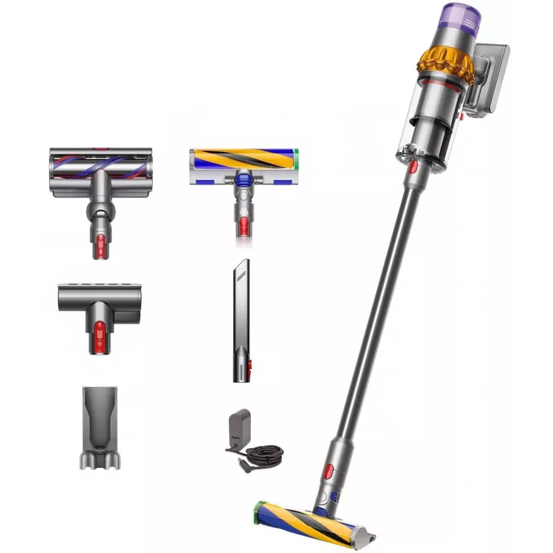 Dyson V15 Detect Absolute belaidis dulkių siurblys, nerūdijančio plieno, 240AW, LCD ekranas, 60 min veikimo