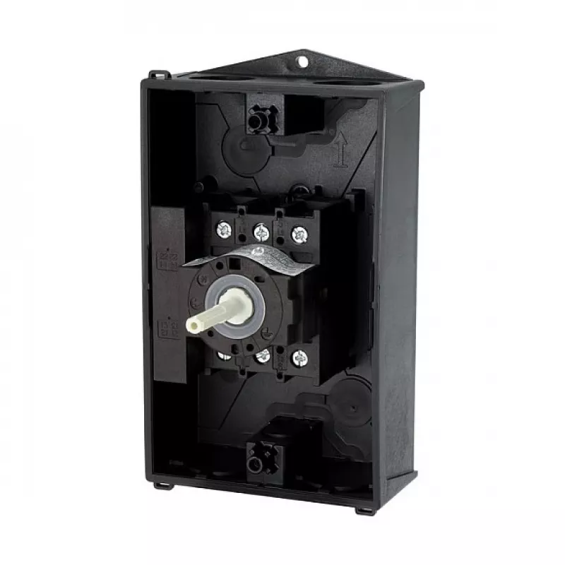 Eaton P1-25/I2/SVB/HI11 25A 3-polių pagrindinis jungiklis su avariniu sustabdymu, montuojamas ant paviršiaus, IP65, raudonas/geltonas