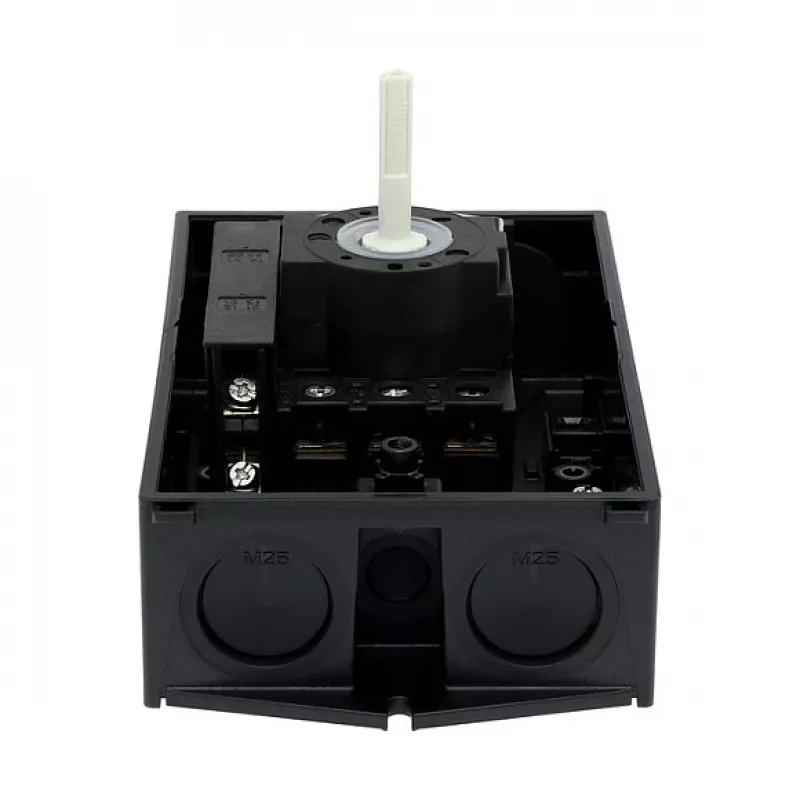Eaton P1-25/I2/SVB-SW/HI11 3 polių pagrindinis jungiklis 25A paviršinis montavimas juodas/baltas