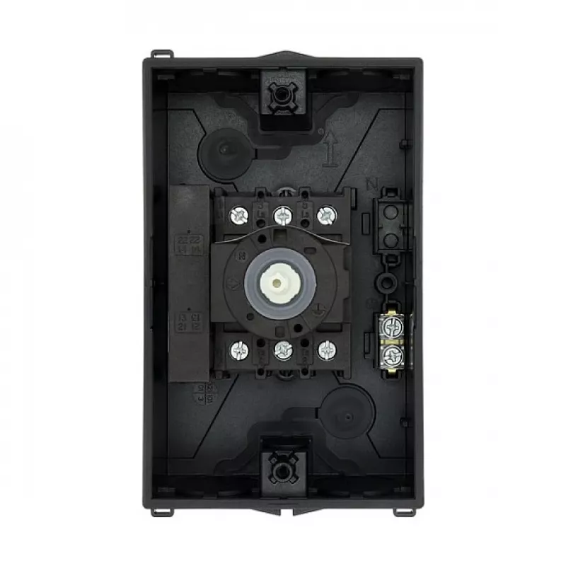 Eaton P1-25/I2/SVB-SW/HI11 3 polių pagrindinis jungiklis 25A paviršinis montavimas juodas/baltas