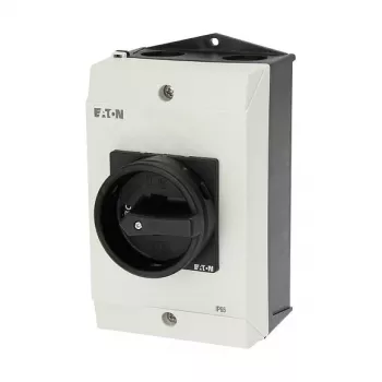 Eaton P1-25/I2/SVB-SW/HI11 3 polių pagrindinis jungiklis 25A paviršinis montavimas juodas/baltas