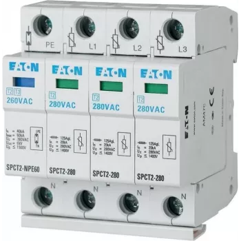 Eaton SPCT2-280-3+NPE 2 tipo apsaugos nuo viršįtampių įtaisas - 3P+NPE, 20kA, montavimui ant DIN bėgelio