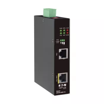 Eaton Tripp Lite Series pramoninis Gigabit PoE++ injektorius, 60W, 802.3bt, Midspan, -40°C iki 75°C, IP30, dvigubas 24-57VDC, DIN bėgelis, 1 prievadas, juodas