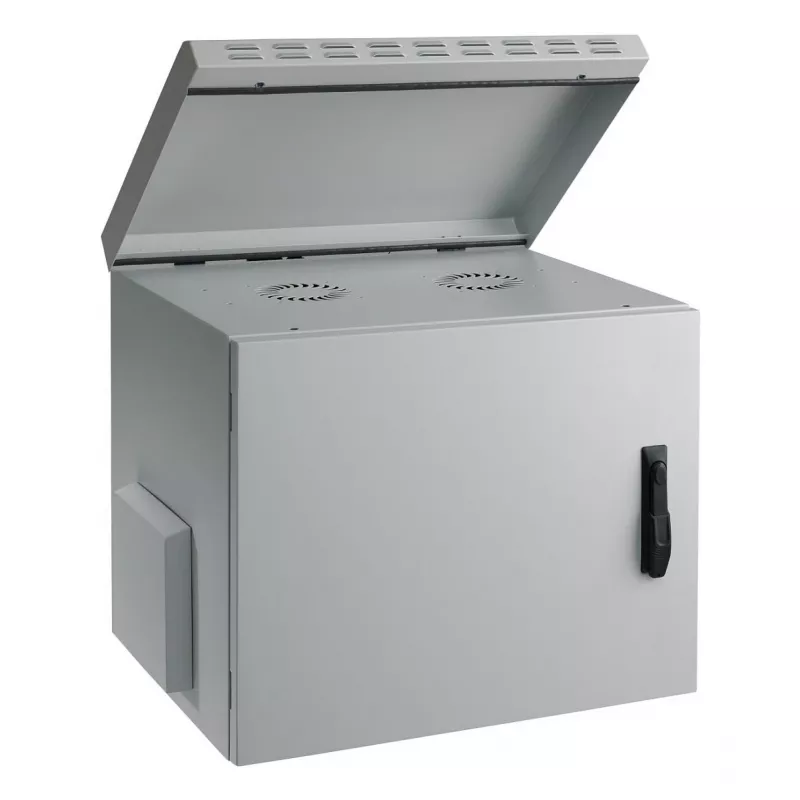 EFB 19 colių sieninis spintos korpusas IP55 12U su stiklo durimis, gylis 600 mm, RAL7035