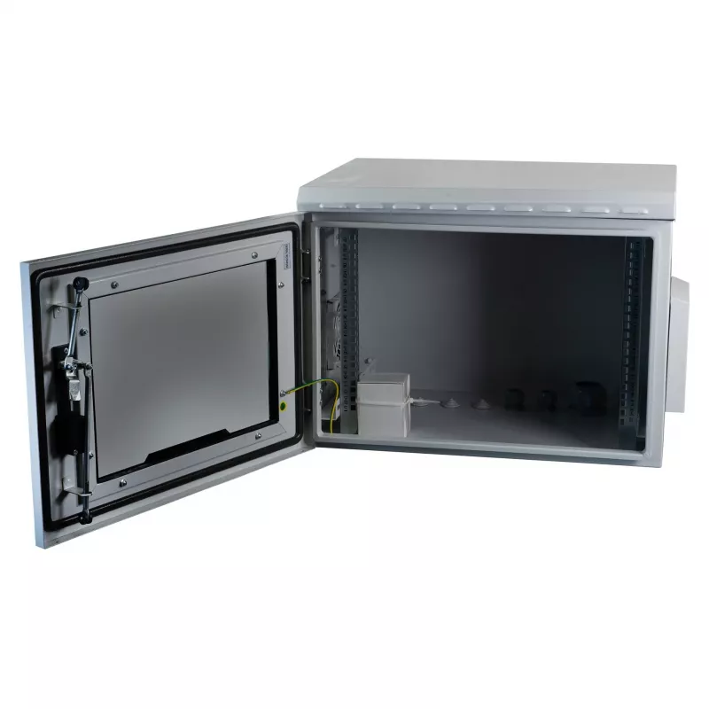 EFB 19 colių sieninis spintos korpusas IP55 12U su stiklo durimis, gylis 600 mm, RAL7035