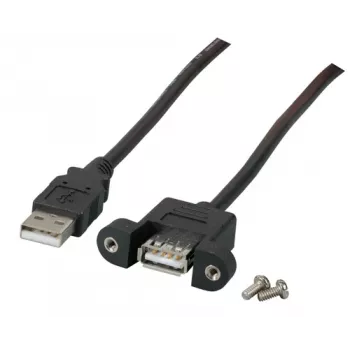 EFB-Elektronik USB 2.0 ilginimo laidas A-A, montuojamas į skydelį, moteriška jungtis, 1,0 m, juodas, Classic