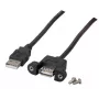 EFB-Elektronik USB 2.0 ilginimo laidas A-A, montuojamas į skydelį, moteriška jungtis, 1,0 m, juodas, Classic