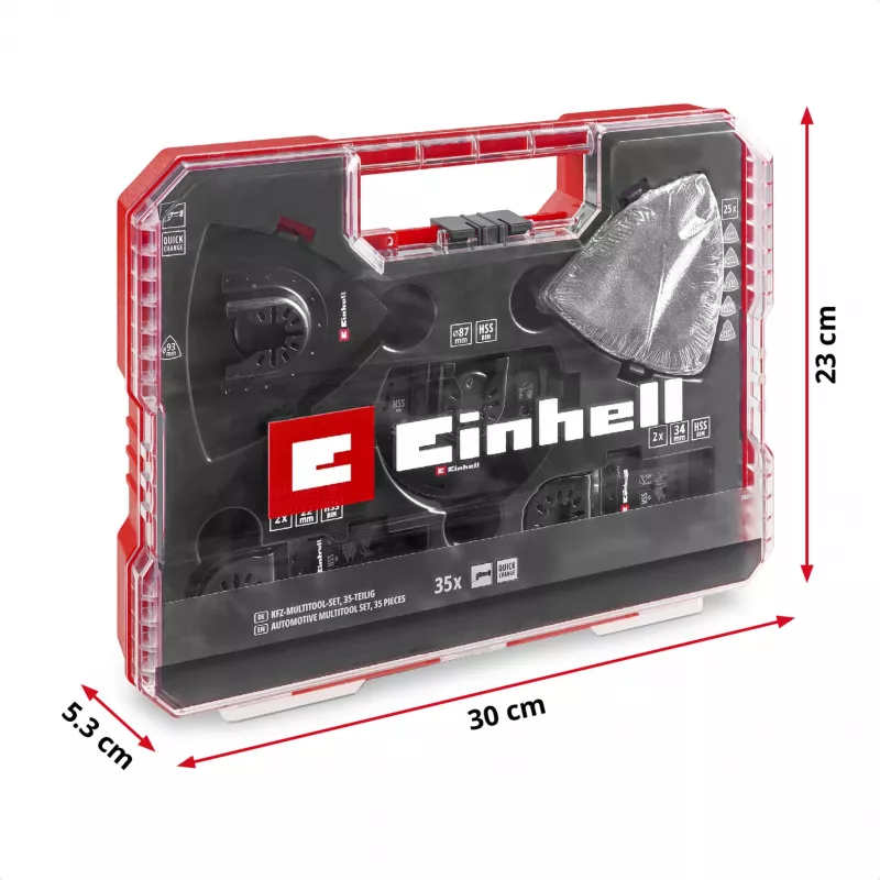 Einhell 708135 XL-PLUS-CASE BiM HSS daugiafunkcio įrankio priedų rinkinys, 10 dalių
