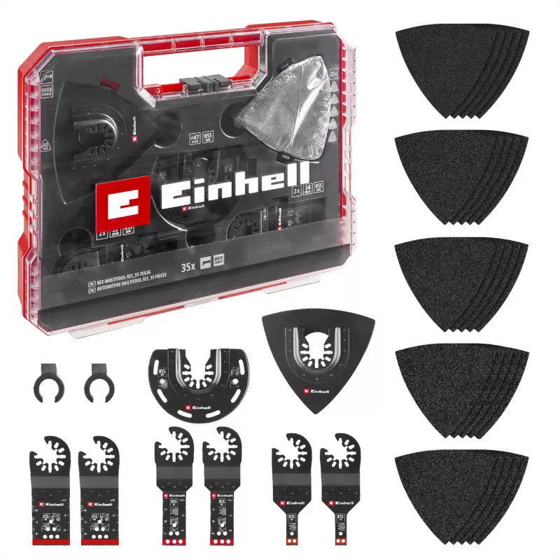 Einhell 708135 XL-PLUS-CASE BiM HSS daugiafunkcio įrankio priedų rinkinys, 10 dalių