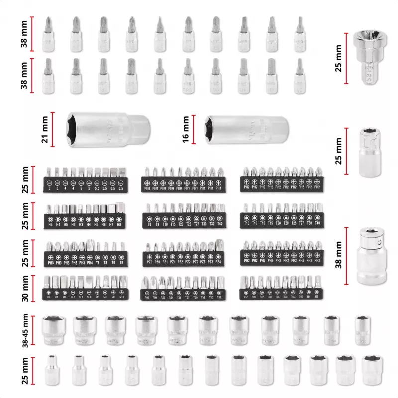 Einhell E-Case 201-Piece Mechanics Tool Set (Chrome Vanadium Steel, Stackable) (370513)