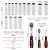 Einhell E-Case 92 dalių dirbtuvių įrankių rinkinys (370514) – chromo-vanadžio plienas, juoda/raudona