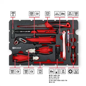 EINHELL-KWB E-Case Renovation Tool Kit, 78 dalių (Juoda/Raudona)