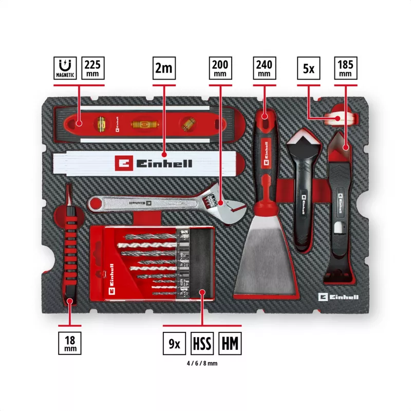 EINHELL-KWB E-Case Renovation Tool Kit, 78 dalių (Juoda/Raudona)