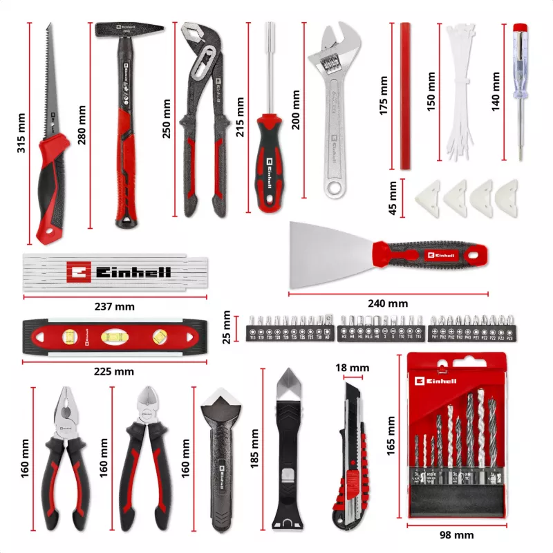 EINHELL-KWB E-Case Renovation Tool Kit, 78 dalių (Juoda/Raudona)