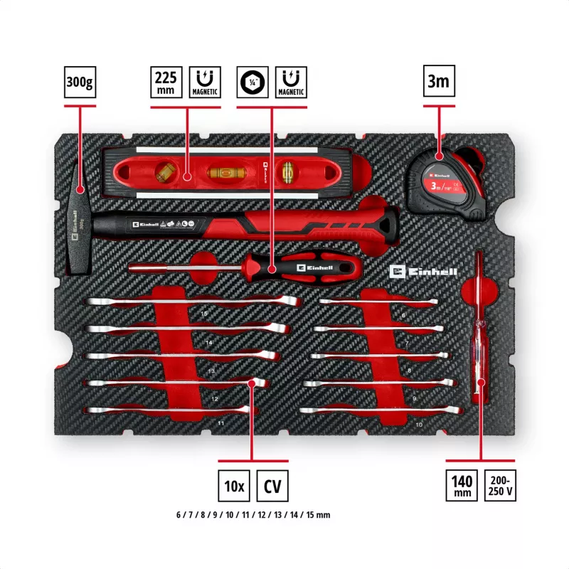EINHELL-KWB E-Case Tool Case Moving, 79 dalių (juoda/raudona)