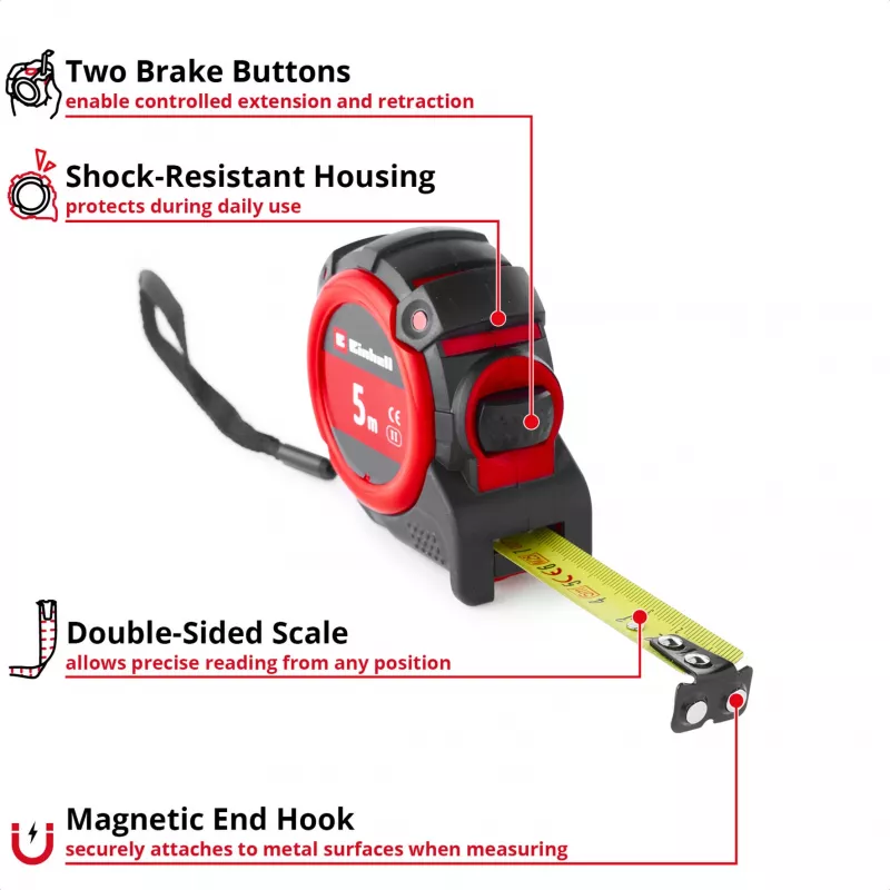EINHELL-KWB Ruletė, 5 m (Juoda/Raudona)