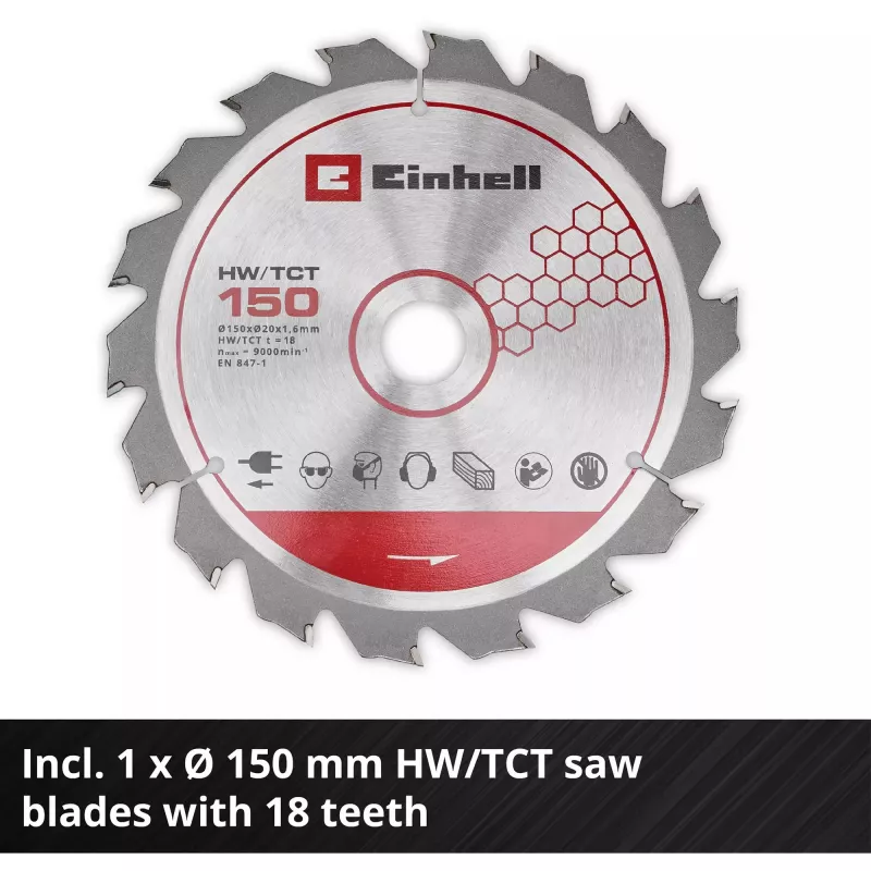 Einhell Power X-Change belaidis rankinis diskinis pjūklas TE-CS 18/150-2 Li-Solo, 18V (Raudonas/Juodas, be akumuliatoriaus ir įkroviklio)