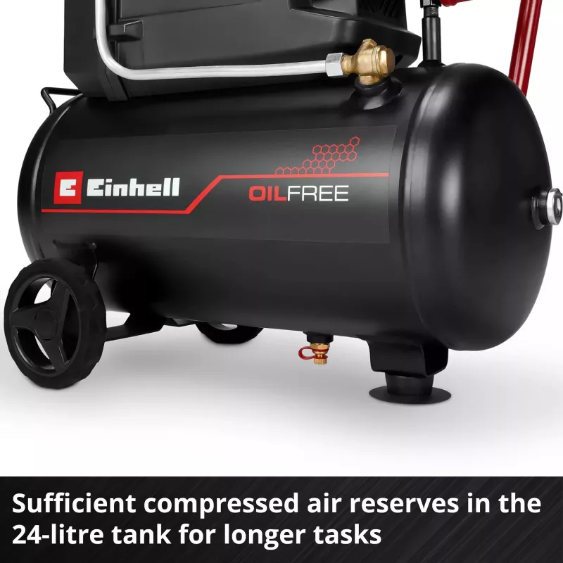 EINHELL TC-AC 190/24/8 I OF Oil-Free Compressor, 1100 W, 24 L Tank, 8 bar, Black