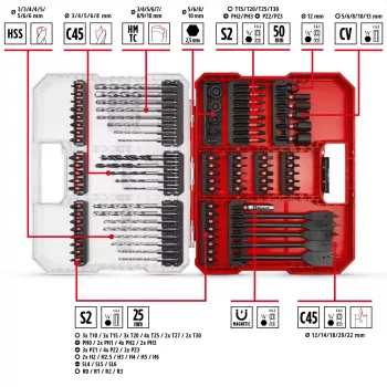 EINHELL XL-CASE Impact Bit and Drill Bit Set, 95-Piece, Drill Bit & Bit Set