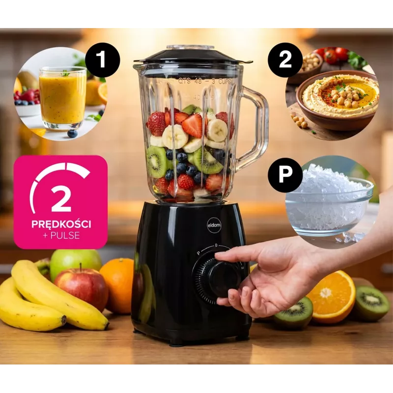 ELDOM BK6 NOXAR Cup Blender 500W Juodas 2x600ml Tritan buteliai Pulse